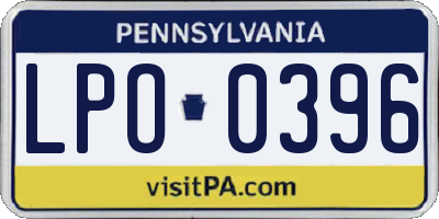 PA license plate LPO0396