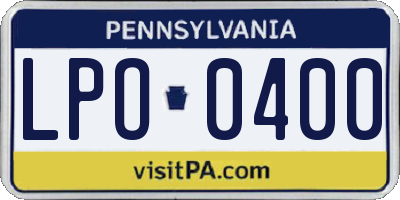 PA license plate LPO0400
