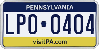 PA license plate LPO0404