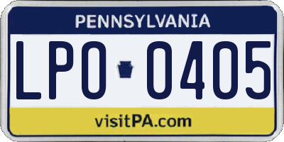 PA license plate LPO0405