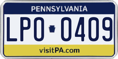 PA license plate LPO0409