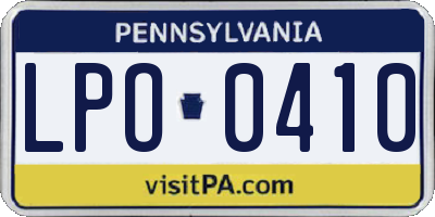 PA license plate LPO0410
