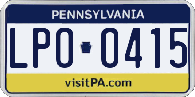 PA license plate LPO0415