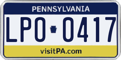 PA license plate LPO0417