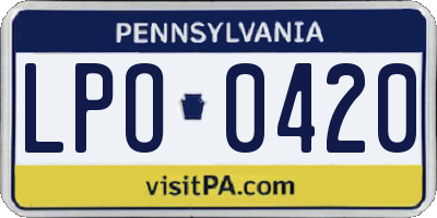PA license plate LPO0420