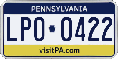 PA license plate LPO0422