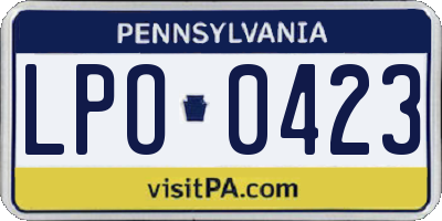 PA license plate LPO0423