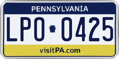 PA license plate LPO0425