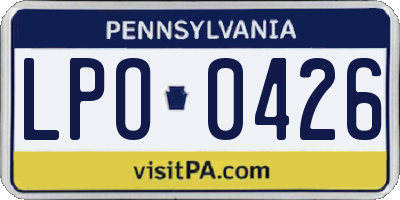 PA license plate LPO0426