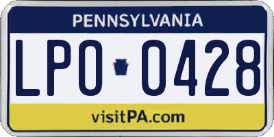 PA license plate LPO0428