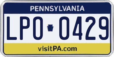 PA license plate LPO0429