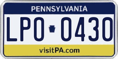 PA license plate LPO0430