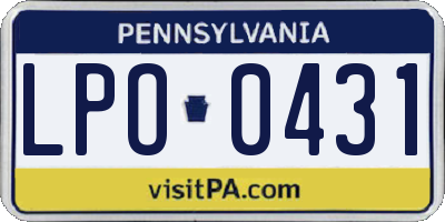 PA license plate LPO0431