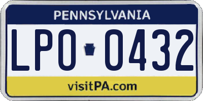 PA license plate LPO0432
