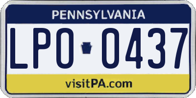 PA license plate LPO0437
