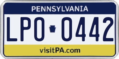 PA license plate LPO0442