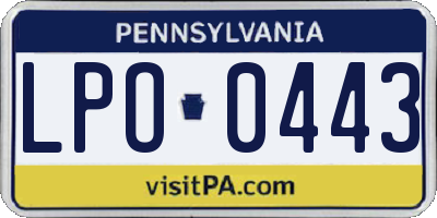 PA license plate LPO0443