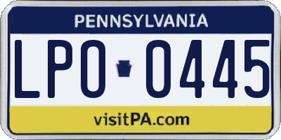 PA license plate LPO0445