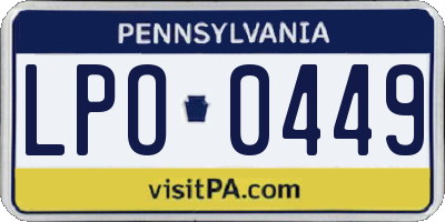 PA license plate LPO0449