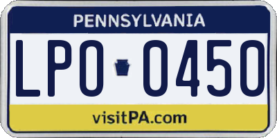 PA license plate LPO0450