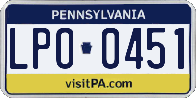 PA license plate LPO0451