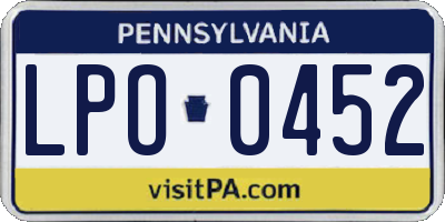 PA license plate LPO0452