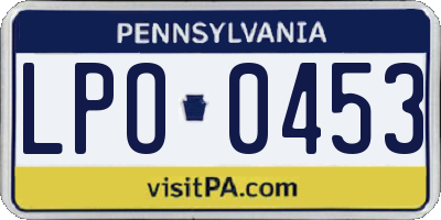 PA license plate LPO0453