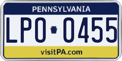 PA license plate LPO0455