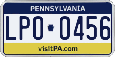 PA license plate LPO0456