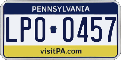 PA license plate LPO0457