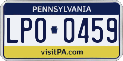 PA license plate LPO0459