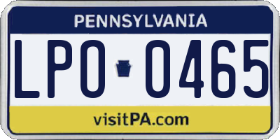 PA license plate LPO0465