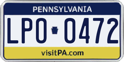 PA license plate LPO0472