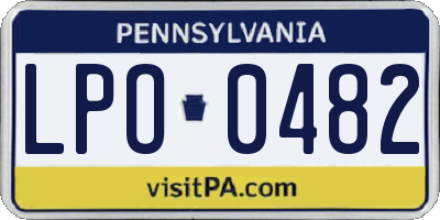 PA license plate LPO0482