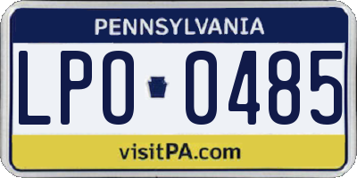 PA license plate LPO0485