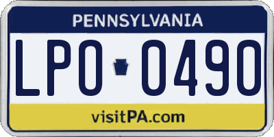 PA license plate LPO0490