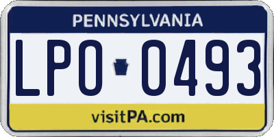 PA license plate LPO0493