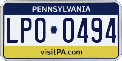 PA license plate LPO0494