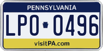 PA license plate LPO0496