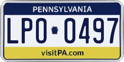 PA license plate LPO0497