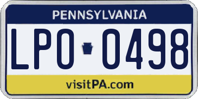 PA license plate LPO0498