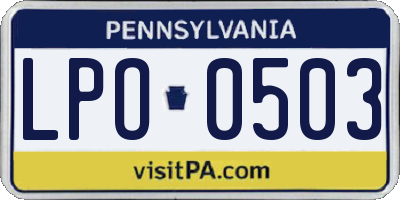 PA license plate LPO0503