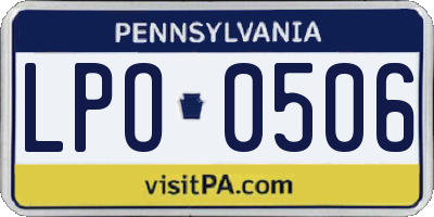 PA license plate LPO0506