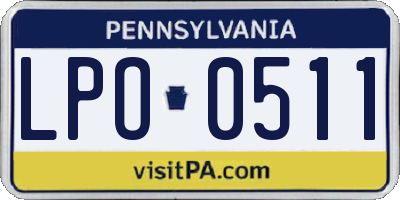 PA license plate LPO0511