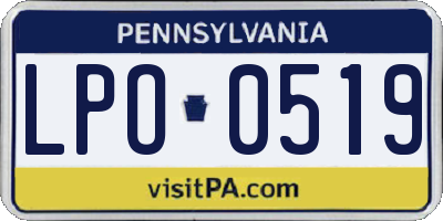 PA license plate LPO0519