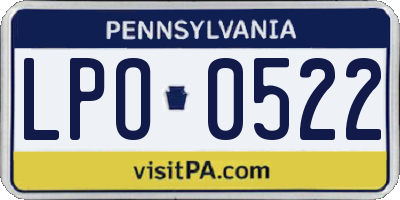 PA license plate LPO0522
