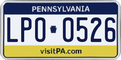 PA license plate LPO0526