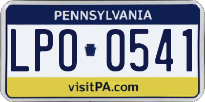 PA license plate LPO0541