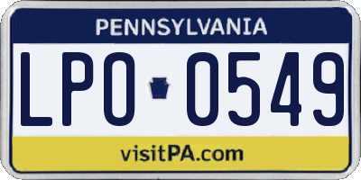 PA license plate LPO0549