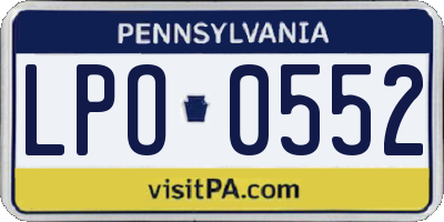 PA license plate LPO0552